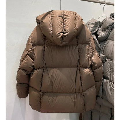 Women’s Down Outerwear – Elegant Hooded Thick Puffer Jacket