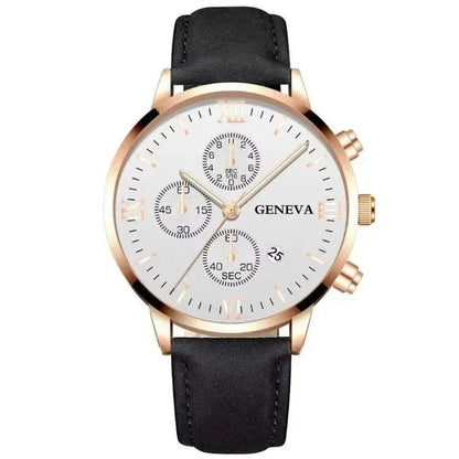 Men’s Luxury Quartz Sport Watch – Leather Strap Analog Wristwatch with Date