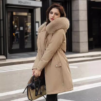 Women’s Hooded Coat Outerwear – Thick Waist-Tight Winter Coat