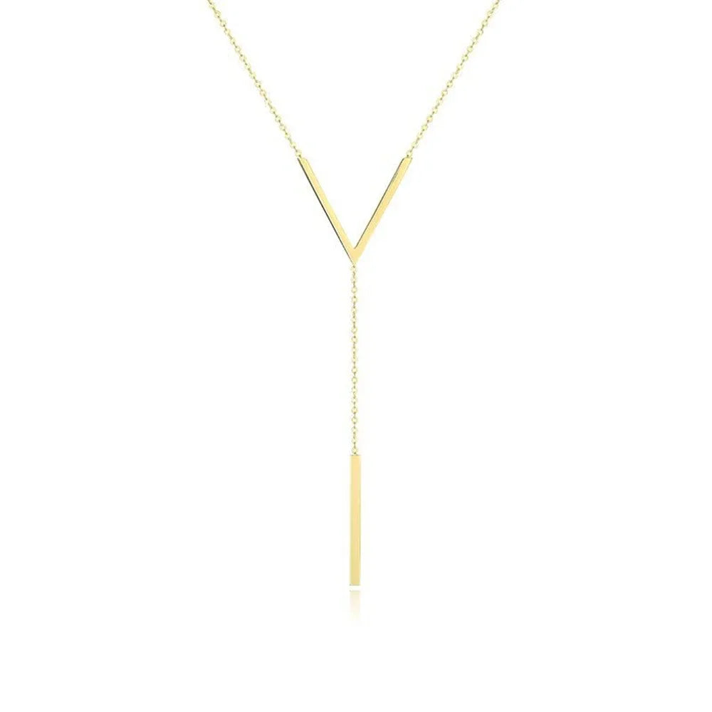Women’s Jewelry V Shape Long Clavicle Choker Necklace | Sexy | Gold Tone | Party