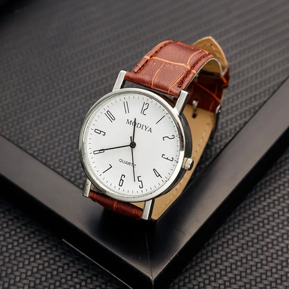 Men’s Luxury Leather Strap Watch – Business Analog Wristwatch, Casual Simple Style