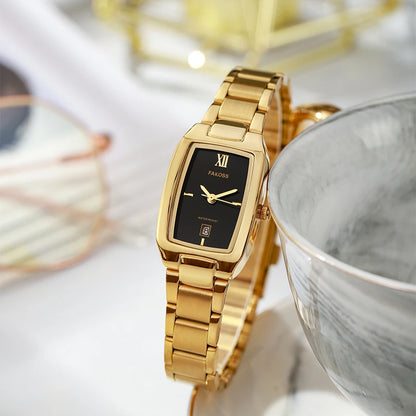 Women’s Elegant Stainless Steel Watch – Waterproof Luxury Wristwatch with Date