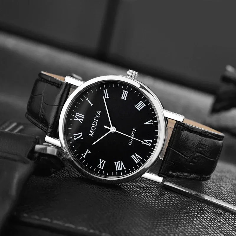 Men’s Luxury Leather Strap Watch – Business Analog Wristwatch, Casual Simple Style