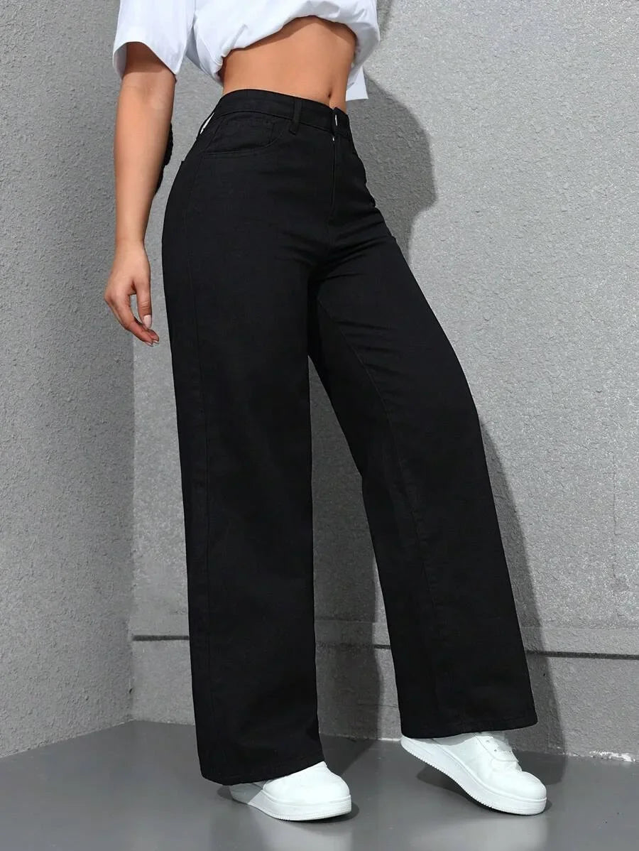 Women’s High-Waist Denim Pants – Vintage Wide-Leg Streetwear Jeans Bottom