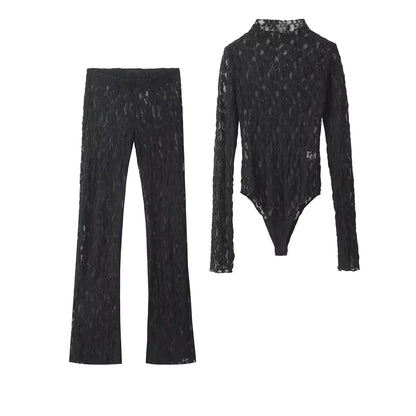 Women’s Lace Set | Sexy Elegant Sheer Floral Y2K Two-Piece Suit