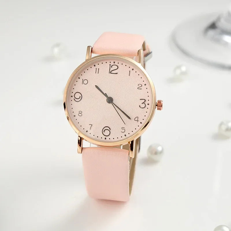 Women’s Arabic Numbers Quartz Watch | Casual | Leather Band | Analog