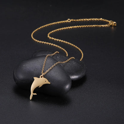 Women’s Dolphin Pendant Necklace – Stainless Steel Choker Jewelry