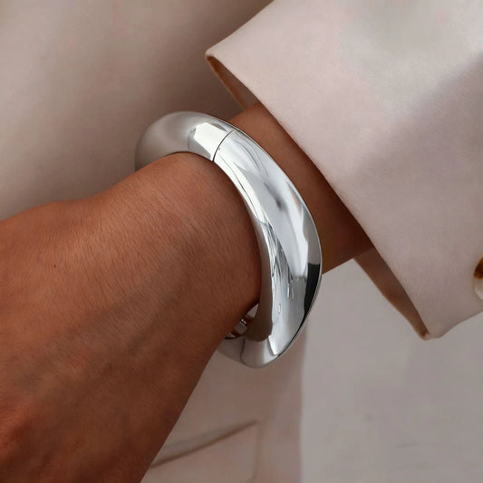 Women’s Jewelry Chunky Cuff Bangle Bracelet | Minimal | Gold Tone | Waterproof