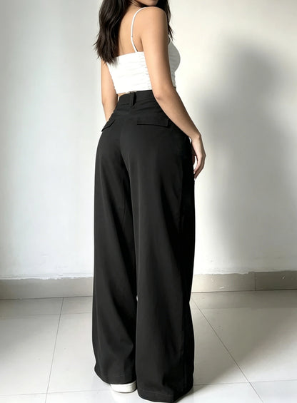 Women’s High Waist Wide Leg Pants Bottoms | Office Chic | Loose Fit | Elegant