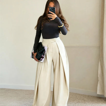 Women’s Wide Leg Pants Bottoms | Baggy | Pleated | Striped Elegant