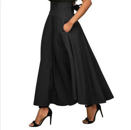Women’s Elegant High Waist Skirt Bottom – Big Swing Half Skirt with Bow Design for Office & Multi-Occasion Wear