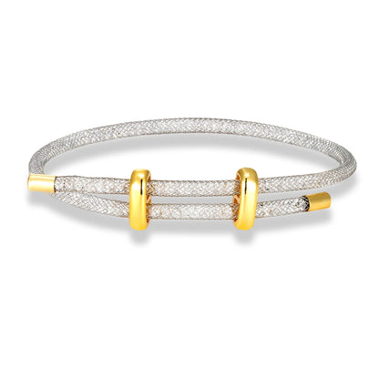 Women’s Stainless Steel Mesh Bracelet – Minimalist Crystal Bangle Jewelry