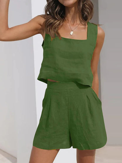 Women’s Summer Linen 2-Piece Lounge Set | Vacation Casual Set