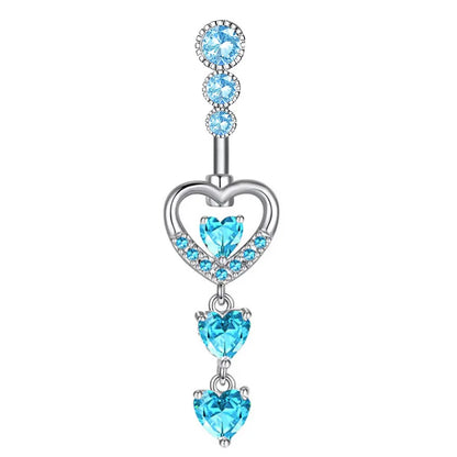 Women’s Blue Crystal Heart Belly Button – 1PC Stainless Steel Butterfly Navel Piercing Body Jewelry