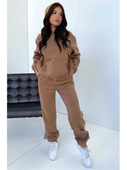 Women’s Autumn Winter Fleece Tracksuit Set – 2 Piece Casual Outfit