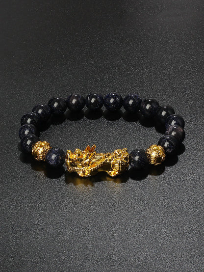 Men’s Black Obsidian Bead Bracelet – Spiritual Protection & Wealth Energy Healing Jewelry