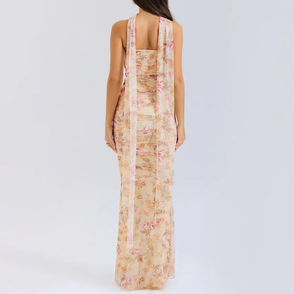 Women’s Elegant Maxi Dress with Scarf