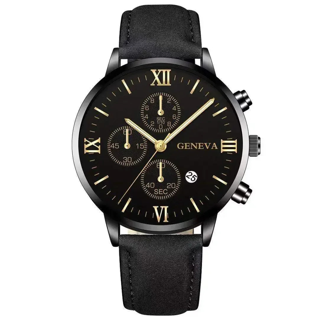 Men’s Luxury Quartz Sport Watch – Leather Strap Analog Wristwatch with Date