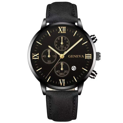 Men’s Luxury Quartz Sport Watch – Leather Strap Analog Wristwatch with Date