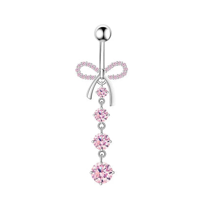 Women’s Pink Crown Heart Belly Button – Crystal Navel Piercing Jewelry