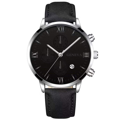 Men’s Luxury Quartz Sport Watch – Leather Strap Analog Wristwatch with Date