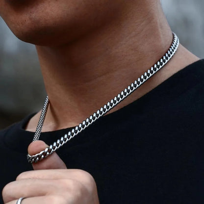 Men’s Cuban Link Chain Necklace – Stainless Steel Hip Hop Choker Jewelry