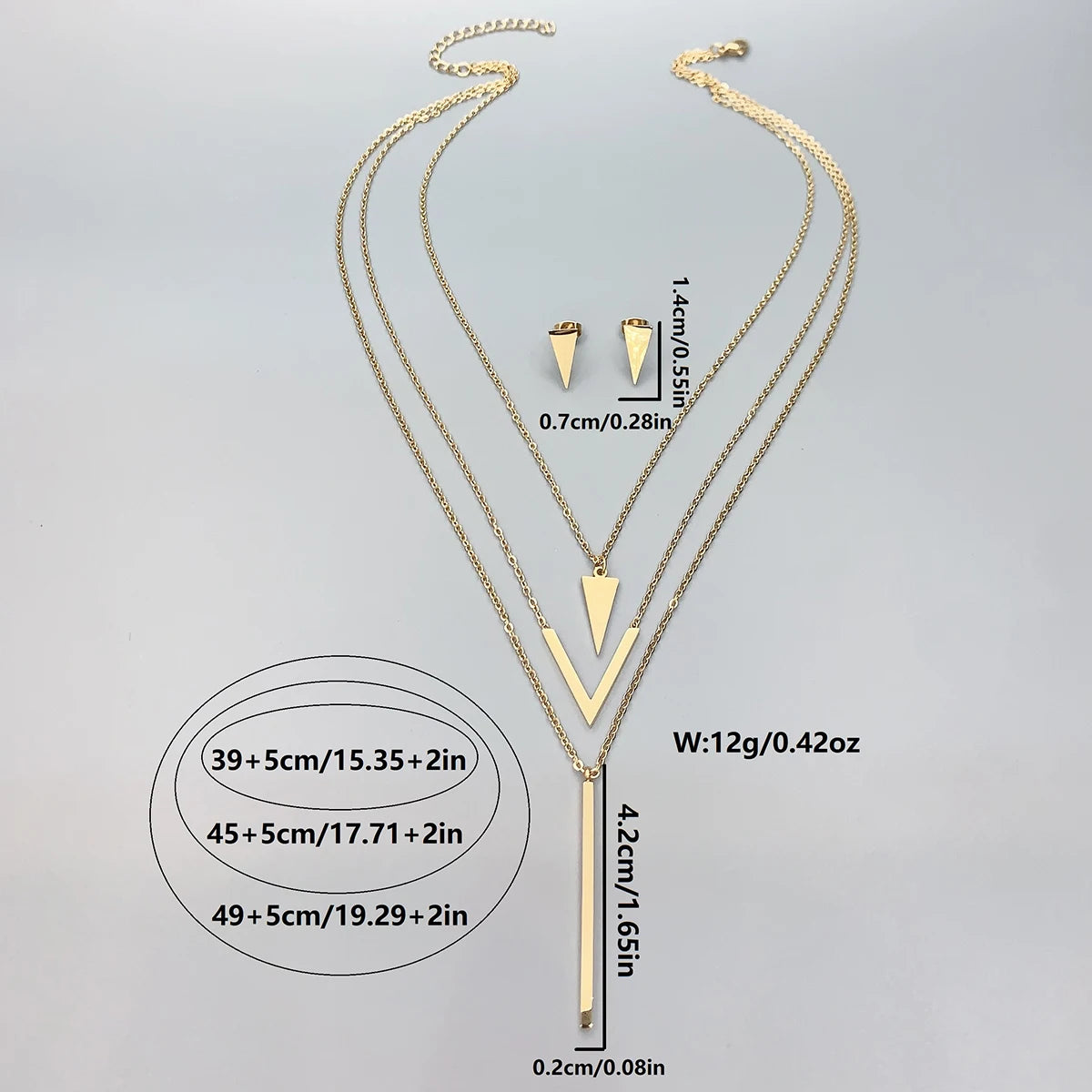Women’s Jewelry V Shape Pendant Jewelry Set | Geometric | Layered | Gift