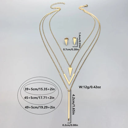 Women’s Jewelry V Shape Pendant Jewelry Set | Geometric | Layered | Gift
