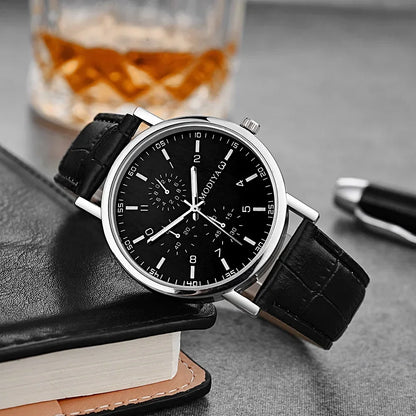 Men’s Luxury Leather Strap Watch – Business Analog Wristwatch, Casual Simple Style