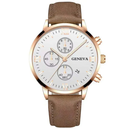 Men’s Luxury Quartz Sport Watch – Leather Strap Analog Wristwatch with Date