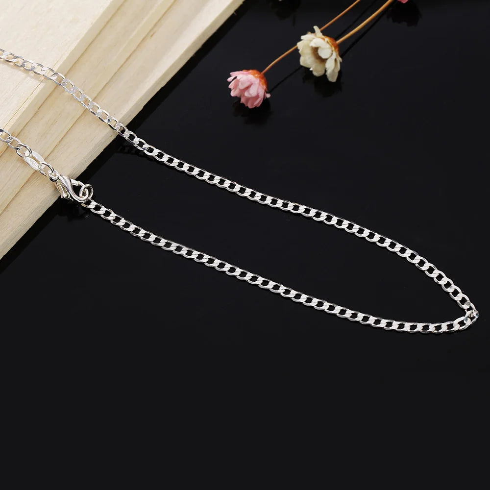 Men’s Sterling Silver Flat Chain Necklace – Silver 2mm Classic Jewelry