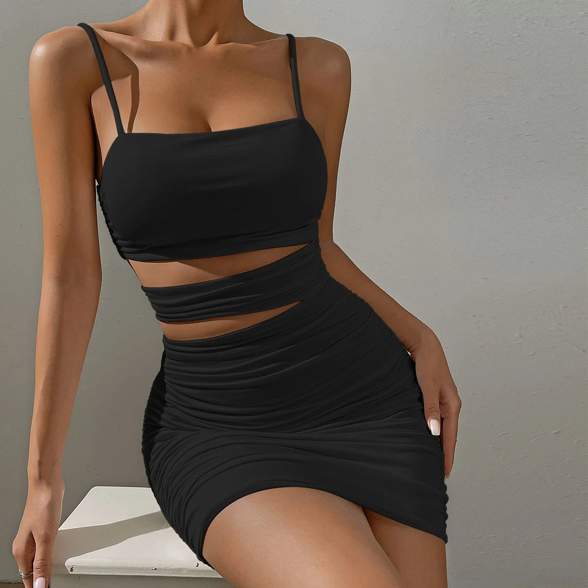 Women’s Spaghetti Strap Mini Dress – Sexy Backless Party Dress