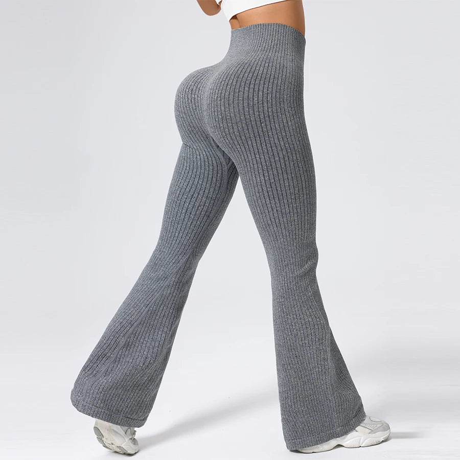 Women’s High-Waisted Flared Yoga Pants – Breathable 4-Way Stretch Sports Bottoms