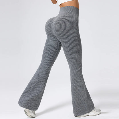 Women’s High-Waisted Flared Yoga Pants – Breathable 4-Way Stretch Sports Bottoms