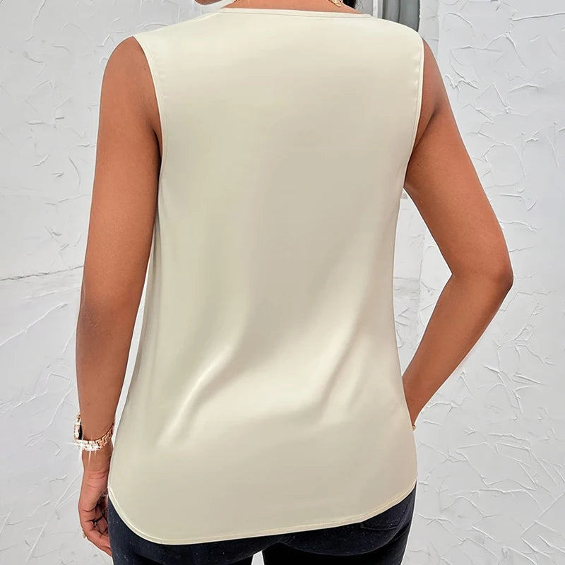 Women’s Satin Cowl Neck Tank Top | Silk-Like Strappy Camisole | Summer Sexy Vest Top for Ladies