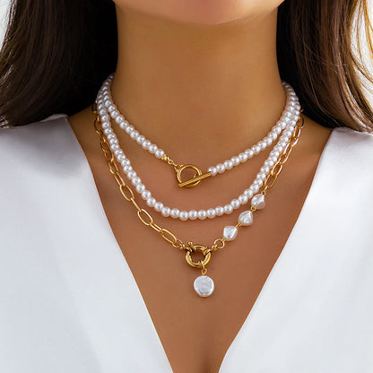 Women’s Jewelry Pearl Heart OT Buckle Necklace | Bridal | Vintage | Wedding