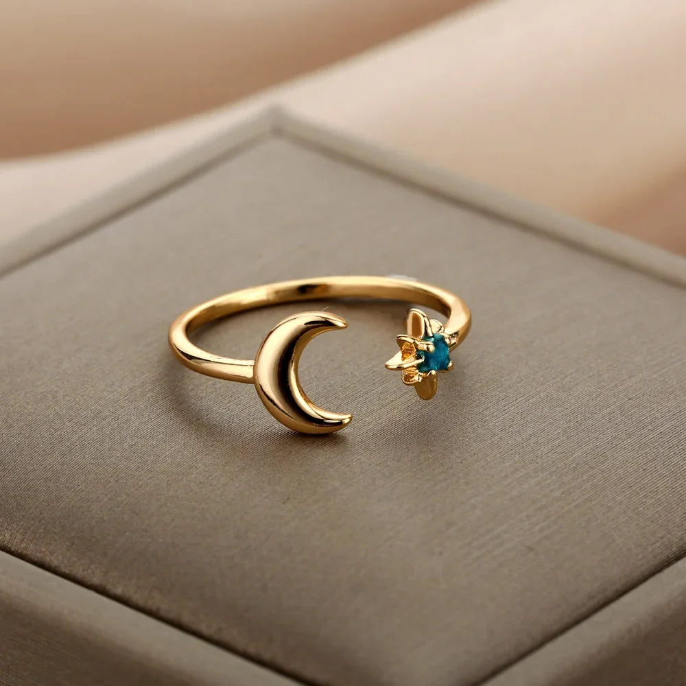 Women’s Jewelry Opal Geometric Open Ring | Aesthetic | Adjustable | Couple