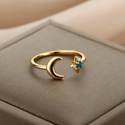 Women’s Jewelry Opal Geometric Open Ring | Aesthetic | Adjustable | Couple