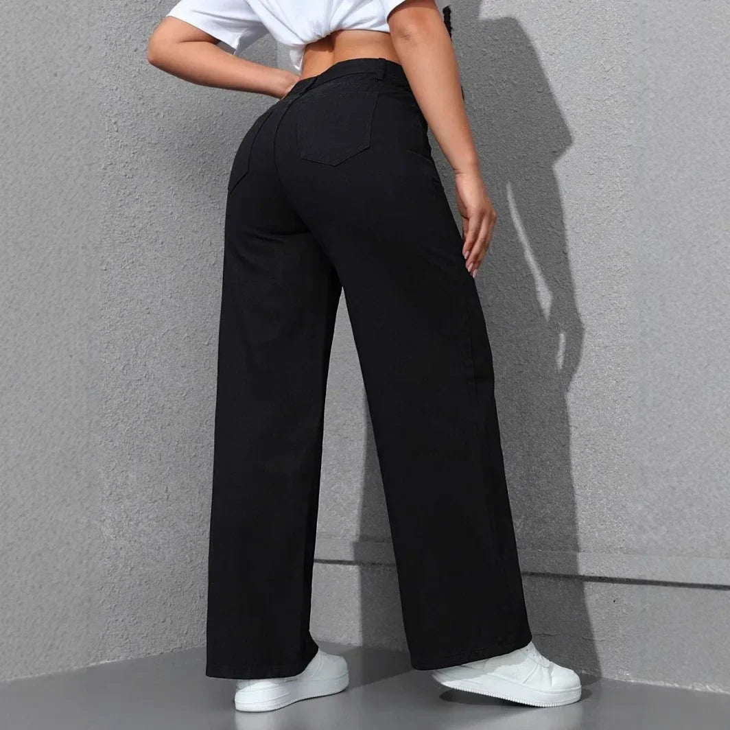 Women’s High-Waist Denim Pants – Vintage Wide-Leg Streetwear Jeans Bottom
