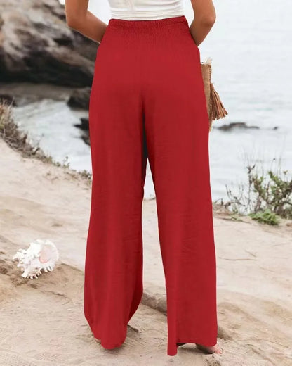 Women’s Casual Drawstring Bottom – Distressed Mid Waist Pants, Relaxed Everyday Street Style