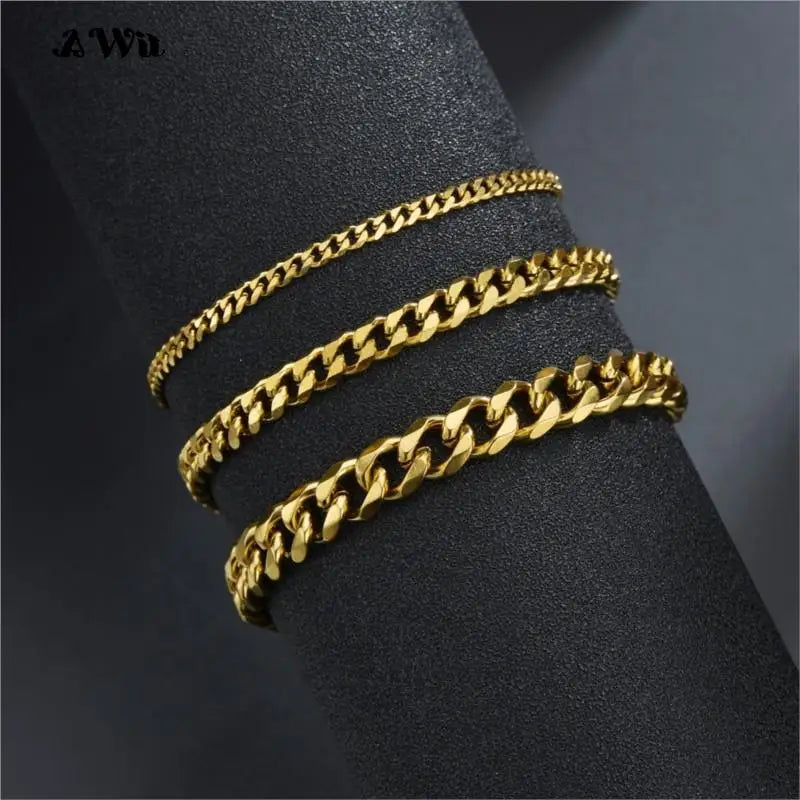 Men’s Stainless Steel Cuban Link Bracelet Jewelry – Unisex Curb Chain 3–11mm
