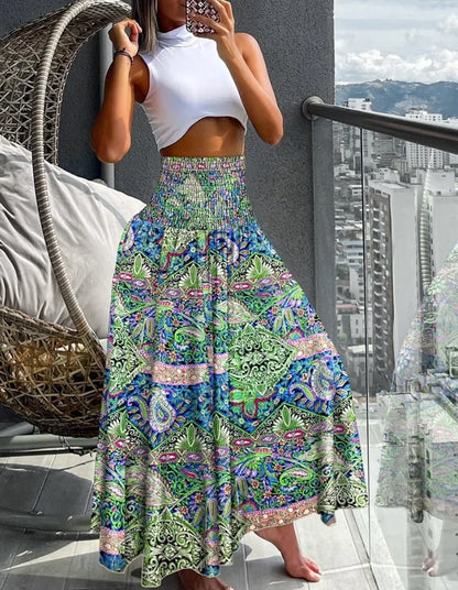 Women’s High Waist Floral Wrap Skirt – Cotton Side Tie Long Beach Bottom with Flower Print for Summer