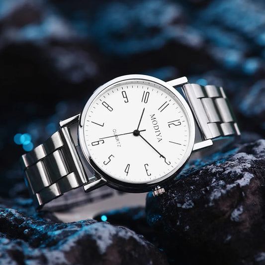 Men’s Casual Stainless Steel Watch – Round Dial Luxury Business Wristwatch