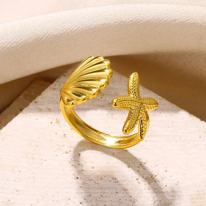 Women’s Stainless Steel Heart Ring – Gold Vintage Waterproof Jewelry Gift