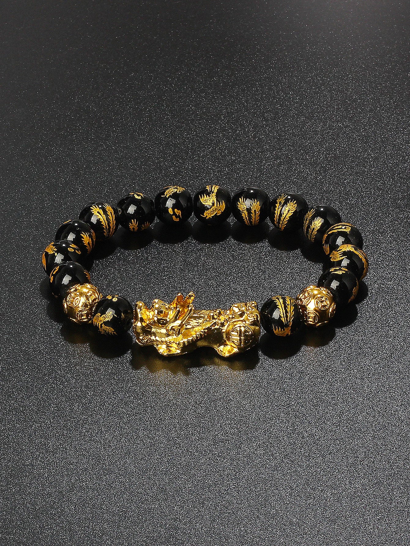 Men’s Black Obsidian Bead Bracelet – Spiritual Protection & Wealth Energy Healing Jewelry