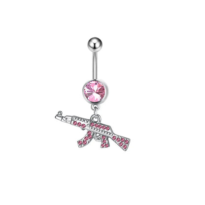 Women’s Pink Crown Heart Belly Button – Crystal Navel Piercing Jewelry