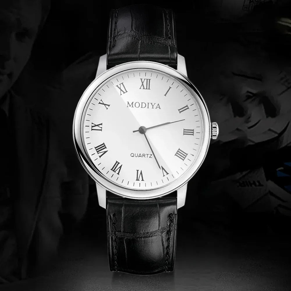 Men’s Luxury Leather Strap Watch – Business Analog Wristwatch, Casual Simple Style