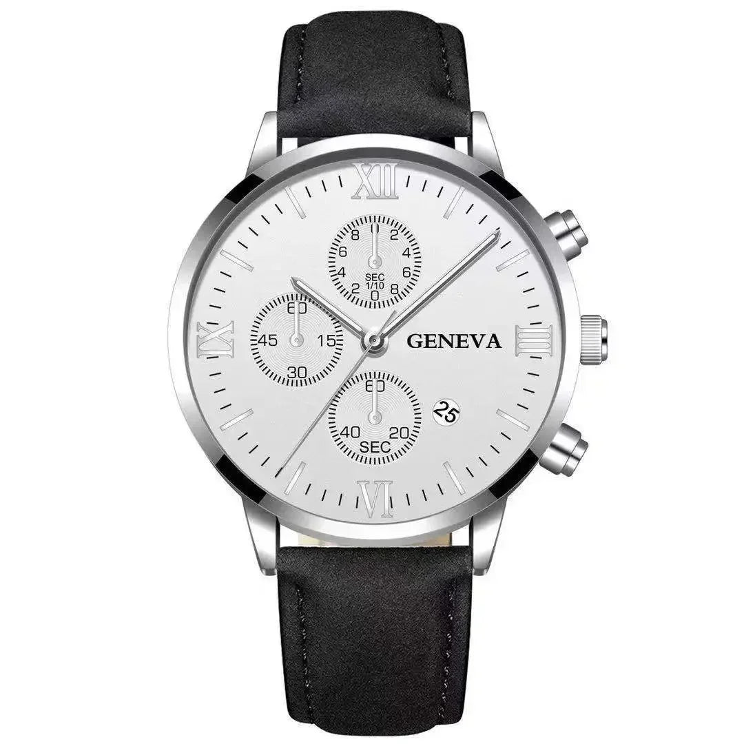 Men’s Luxury Quartz Sport Watch – Leather Strap Analog Wristwatch with Date