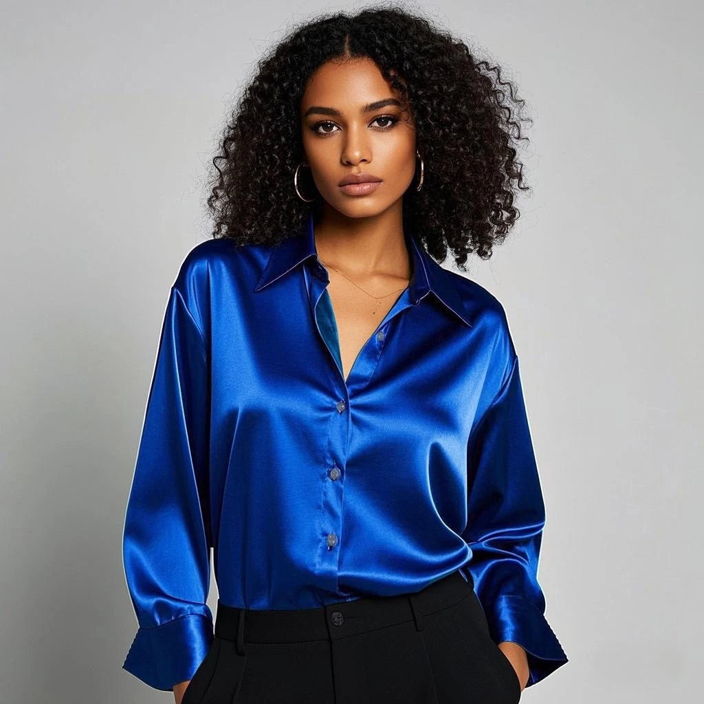 Women’s Korean Satin Office Top | Elegant Chic Lady Shirt | Summer Satin Shirt Trend