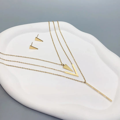 Women’s Jewelry V Shape Pendant Jewelry Set | Geometric | Layered | Gift